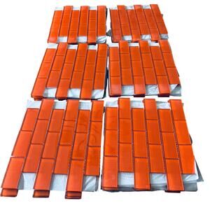 28PCS Crossville Glass Blox 2X4 Brick 12x12" Glass Mosaic Wall Tile ORANGE